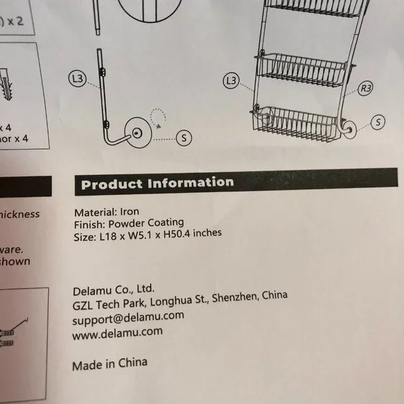 NEW Delamu 6 Tier Over the Door Pantry Organizer Black Iron #MS solofficialkw.com
